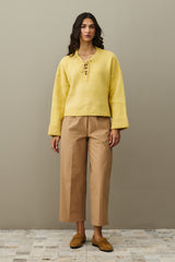 Bağcık Detaylı Kazak Sarı