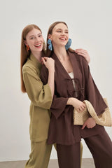 Bağcık Detaylı Takım Açık Yeşil