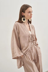 Bağcık Detaylı Takım Bej