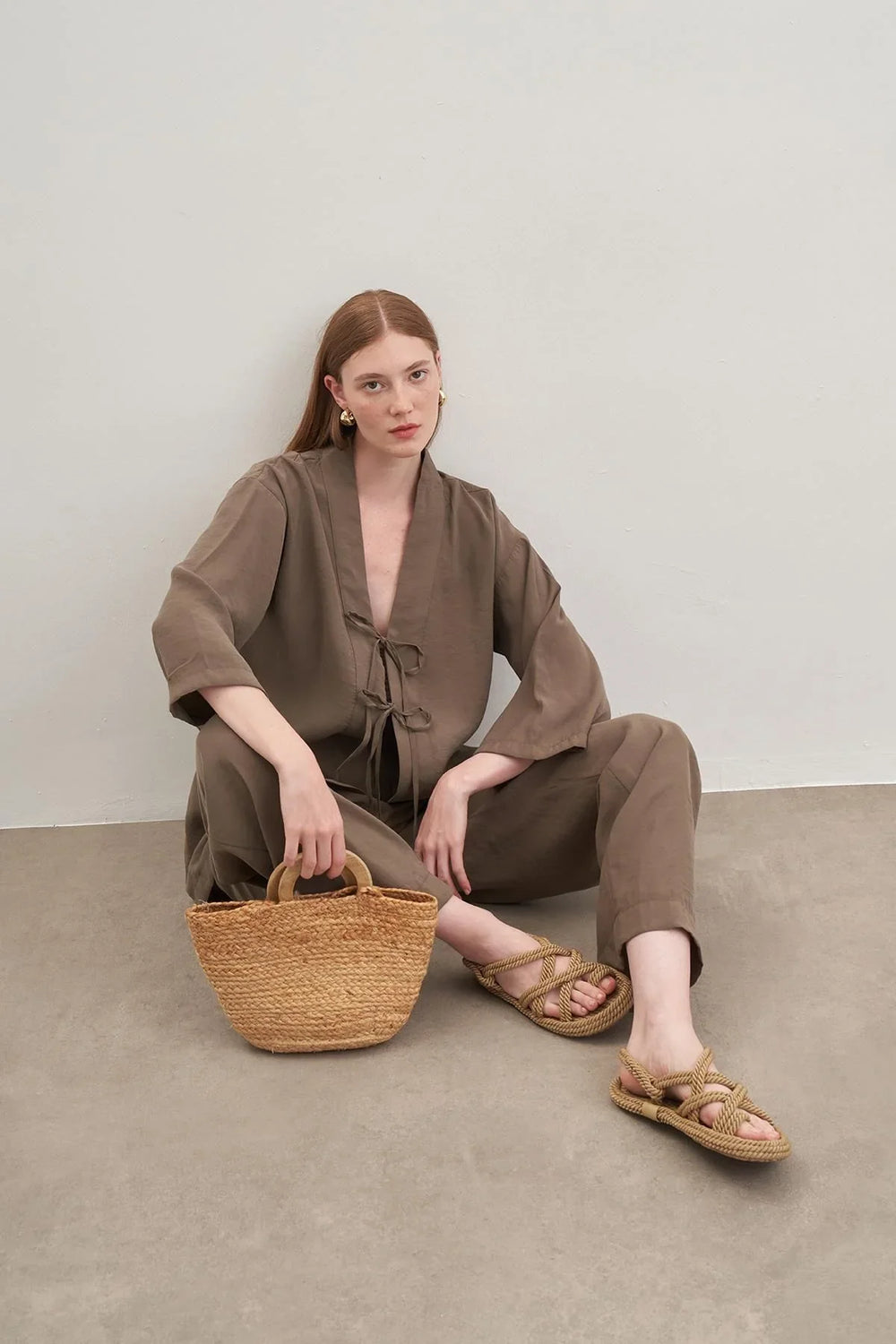 Lace Detailed Suit Khaki