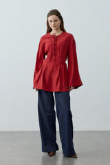 Bağcık Detaylı Üst Kırmızı