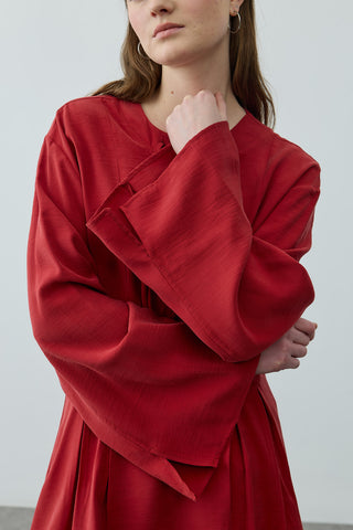 Bağcık Detaylı Üst Kırmızı