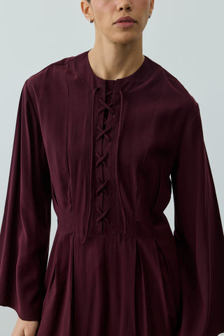 Bağcık Detaylı Üst Mürdüm