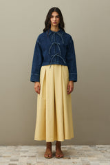 Bağcıklı Denim Ceket Koyu Mavi