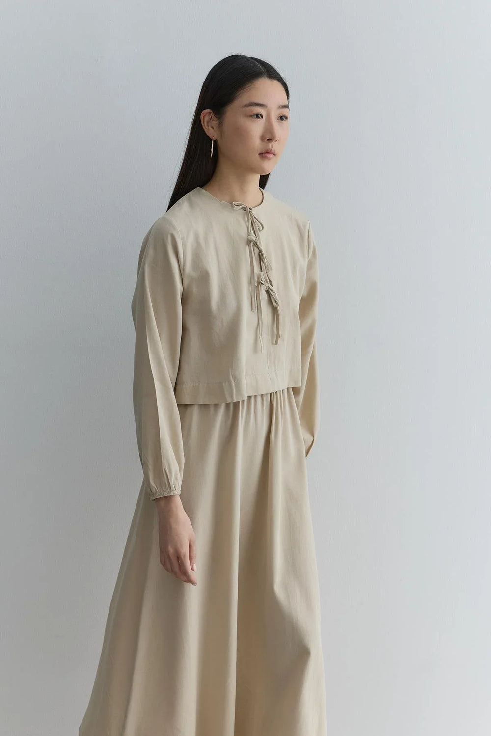 Lace-Up Skirt Set Dark Beige