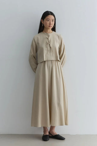 Bağcıklı Etek Takım Koyu Bej - Fahhar Design