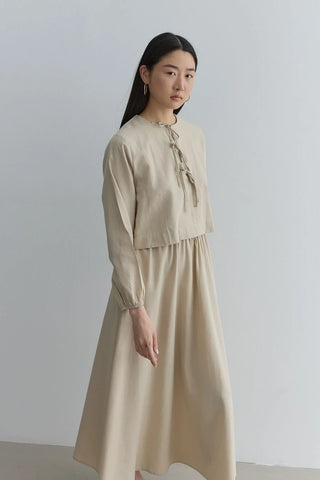 Bağcıklı Etek Takım Koyu Bej - Fahhar Design