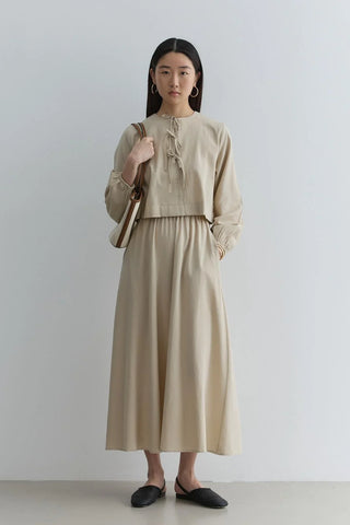 Bağcıklı Etek Takım Koyu Bej - Fahhar Design