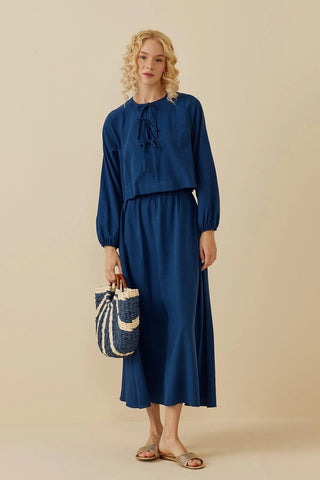 Bağcıklı Etek Takım Mavi - Fahhar Design