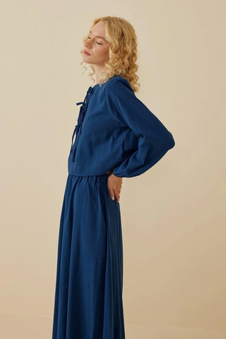 Bağcıklı Etek Takım Mavi - Fahhar Design