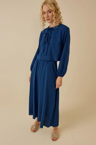 Bağcıklı Etek Takım Mavi - Fahhar Design