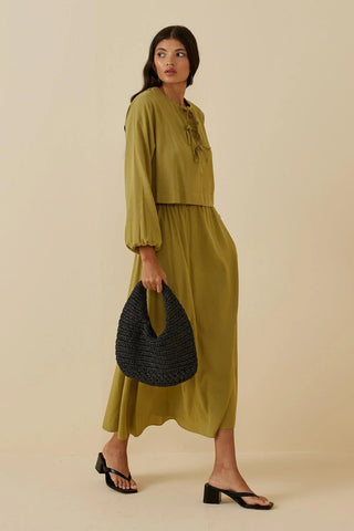 Bağcıklı Etek Takım Yeşil - Fahhar Design