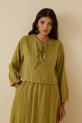 Bağcıklı Etek Takım Yeşil - Fahhar Design