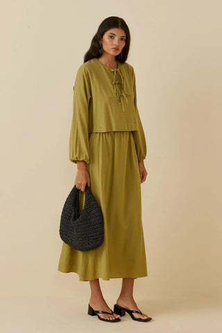 Bağcıklı Etek Takım Yeşil - Fahhar Design