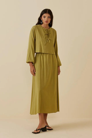 Bağcıklı Etek Takım Yeşil - Fahhar Design