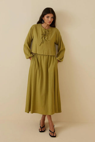 Bağcıklı Etek Takım Yeşil - Fahhar Design