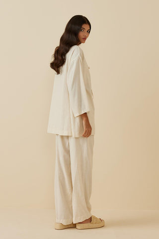 Laced Linen Suit Beige