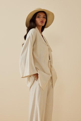Laced Linen Suit Beige