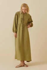 Bağcıklı Modal Elbise Açık Yeşil