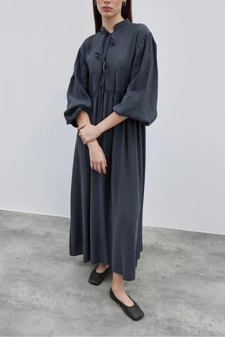 Bağcıklı Modal Elbise Antrasit - Fahhar Design