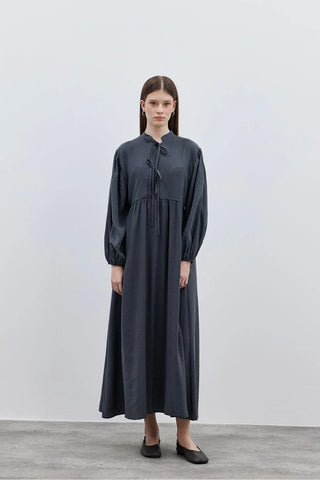 Bağcıklı Modal Elbise Antrasit - Fahhar Design