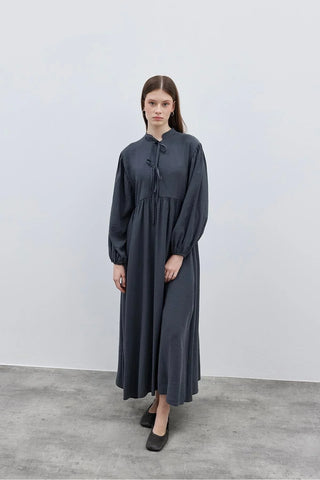 Bağcıklı Modal Elbise Antrasit - Fahhar Design