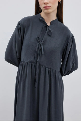 Bağcıklı Modal Elbise Antrasit - Fahhar Design