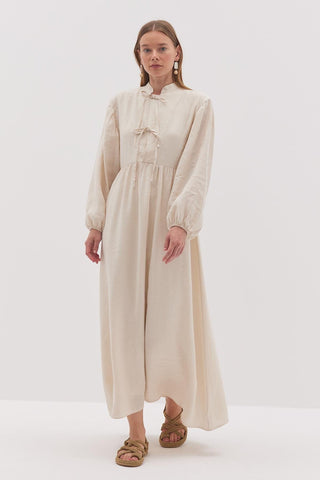 Bağcıklı Modal Elbise Krem - Fahhar Design
