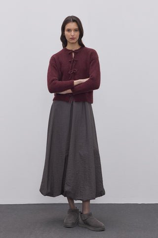 Bağcıklı Soft Hırka Bordo - Fahhar Design