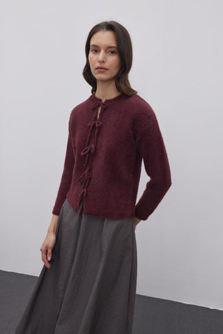 Bağcıklı Soft Hırka Bordo - Fahhar Design