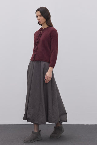Bağcıklı Soft Hırka Bordo - Fahhar Design