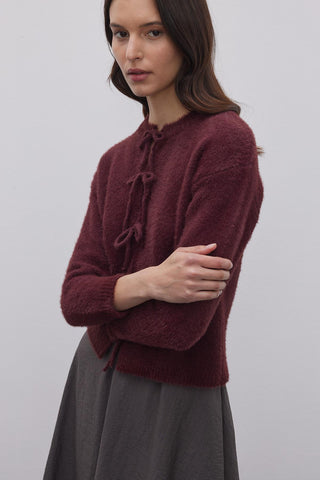 Bağcıklı Soft Hırka Bordo - Fahhar Design