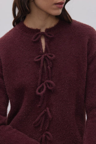 Bağcıklı Soft Hırka Bordo - Fahhar Design