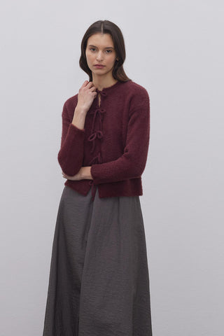 Bağcıklı Soft Hırka Bordo - Fahhar Design