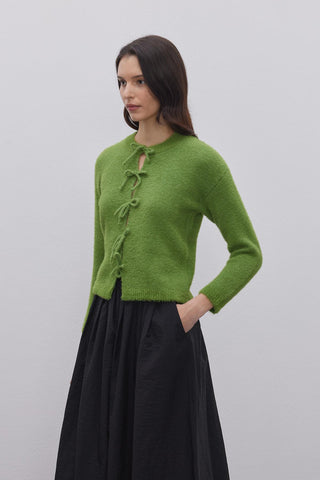 Bağcıklı Soft Hırka Yeşil - Fahhar Design