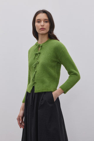 Bağcıklı Soft Hırka Yeşil - Fahhar Design
