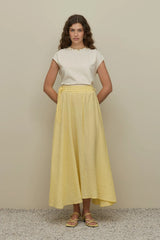 Yellow Pleated Skirt with Tie Detail
