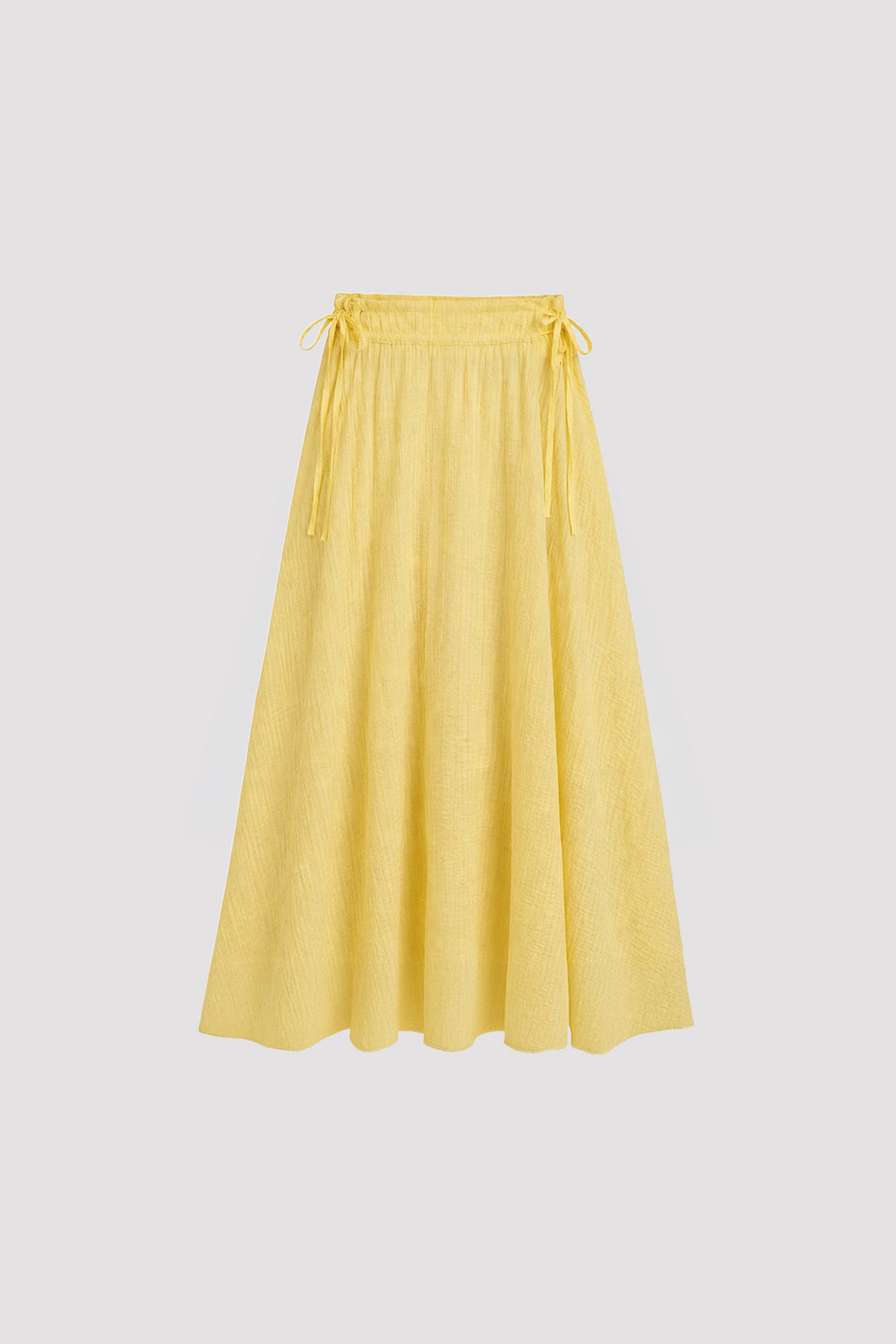 Yellow Pleated Skirt with Tie Detail