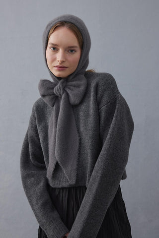 Bağlama Detaylı Soft Balaclava Bere Antrasit - Fahhar Design