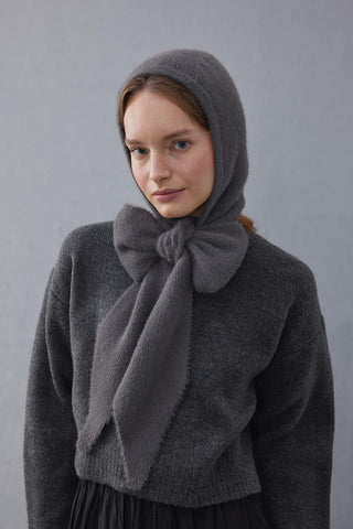 Bağlama Detaylı Soft Balaclava Bere Antrasit - Fahhar Design