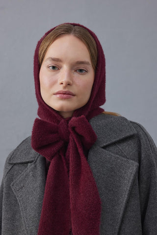 Bağlama Detaylı Soft Balaclava Bere Bordo - Fahhar Design