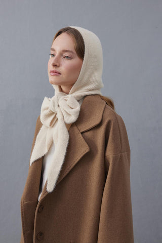 Bağlama Detaylı Soft Balaclava Bere Ekru - Fahhar Design