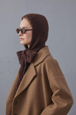 Bağlama Detaylı Soft Balaclava Bere Kahverengi - Fahhar Design