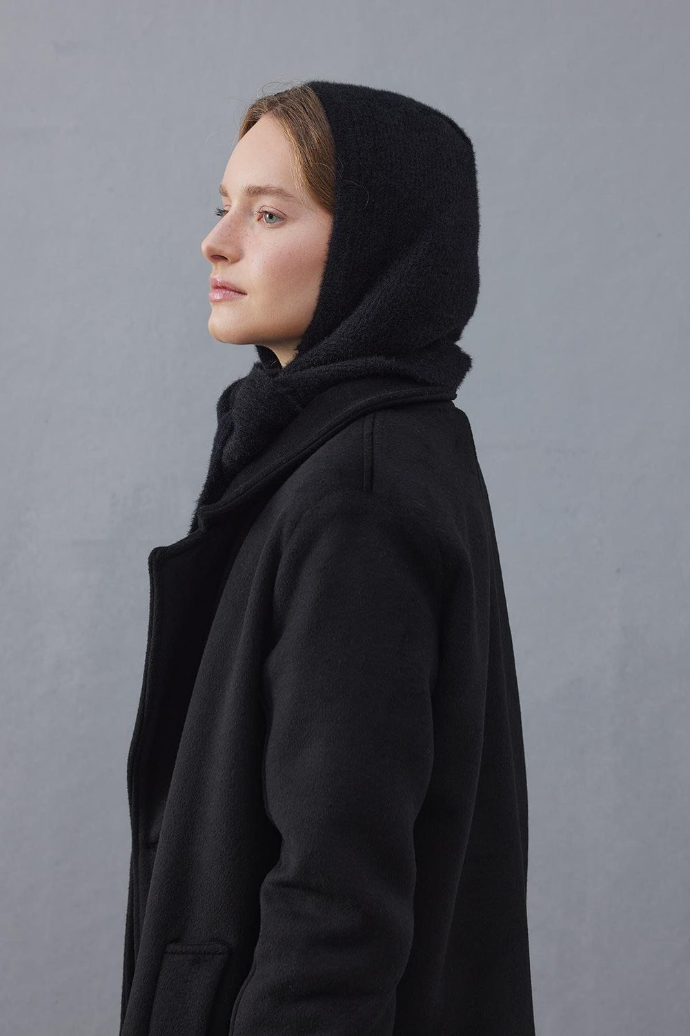 Soft Balaclava Beanie with Tie Detail Black