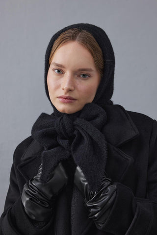 Bağlama Detaylı Soft Balaclava Bere Siyah - Fahhar Design