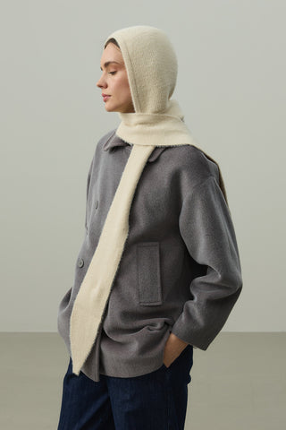 Bağlama Detaylı Soft Balaclava Bere Taş