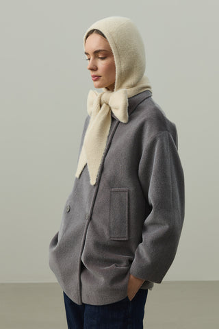 Bağlama Detaylı Soft Balaclava Bere Taş