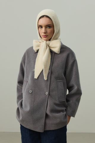 Bağlama Detaylı Soft Balaclava Bere Taş