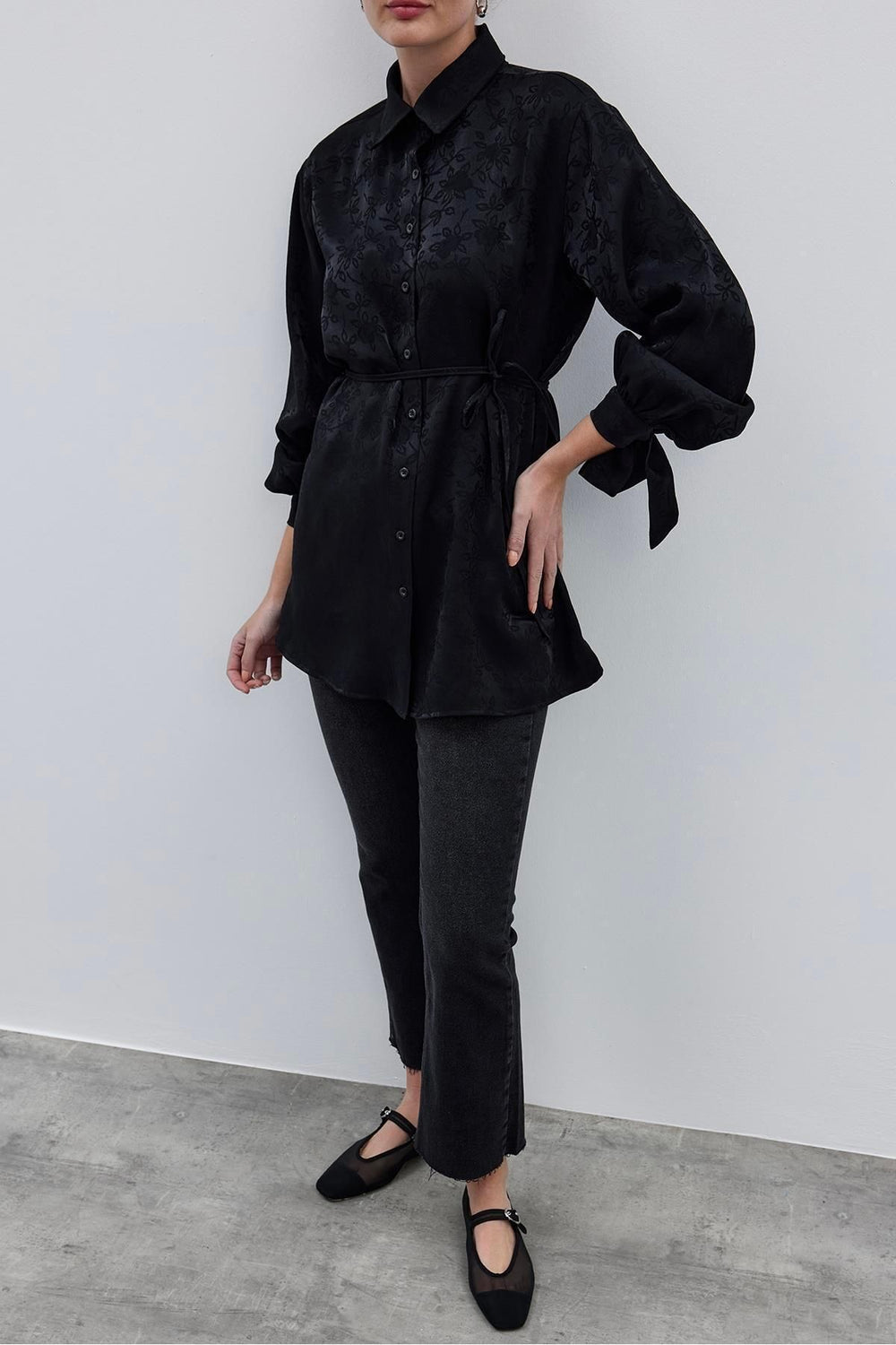 Tied Jacquard Shirt Black
