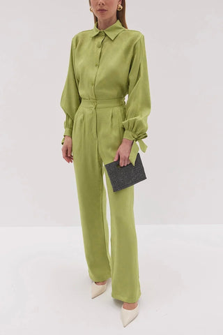Tied Jacquard Suit Avocado Green